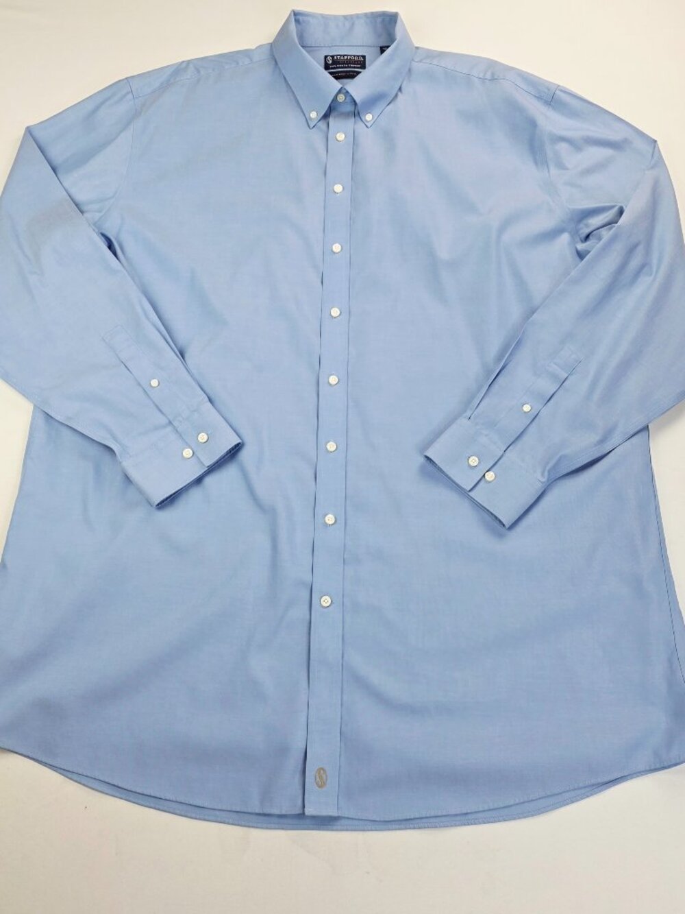 Stafford Signature Sz X-Tall 19 38-39 Non Iron Mens Blue Button Down Long Sleeve